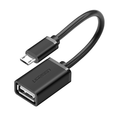 [80261] UGREEN Micro USB Male to USB-A Female Cable with OTG Nickel Plating 15cm (Black)