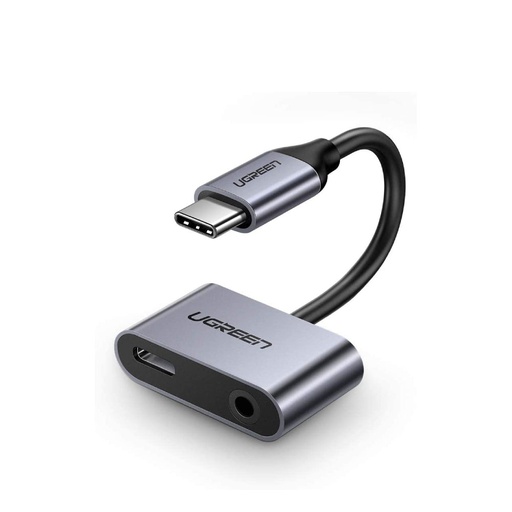 [80999] UGREEN Type C to 3.5MM audio + Type C female adapter gray