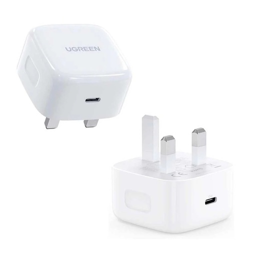 [81008] UGREEN IPHONE 12 Adapter 18W PD & QC USB C Fast Charger (UK Plug)