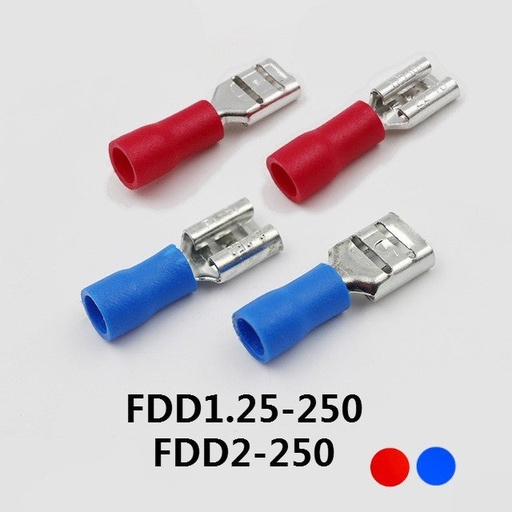 [81734] FDD1.25-250 - Female Pre-Insulated Wire Cable Ferrule Connector Lug Crimp Terminal - Red 