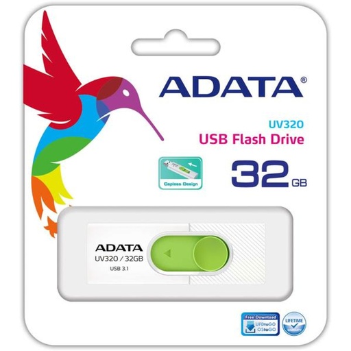 [81852] ADATA UV320 32GB Pen Drive WHITE/GREEN USB 3.2 Gen1
