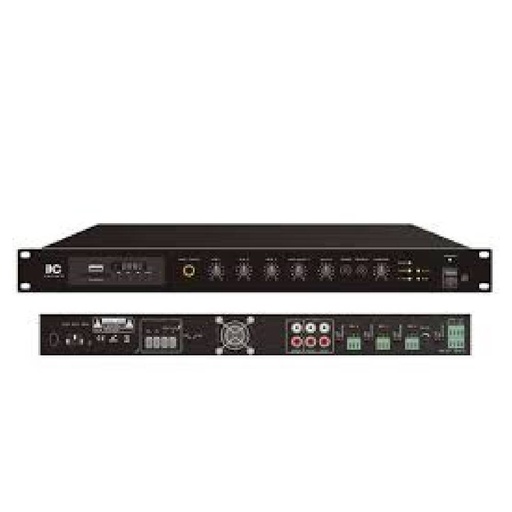 [82015] 120W Class D Mixer Amplifier, with 4 phone jack mic input, 2 Aux,100V & 4-16O output