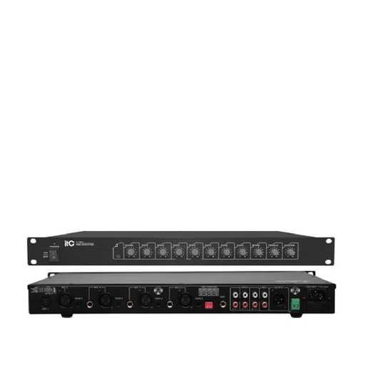 [82018] Mixer Pre-amplifier, 5 mic input, 3 aux, AC 230V and DC 24V