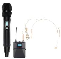 [82301] UHF Wireless Mic with FM touch screen , one handheld and one headset mic