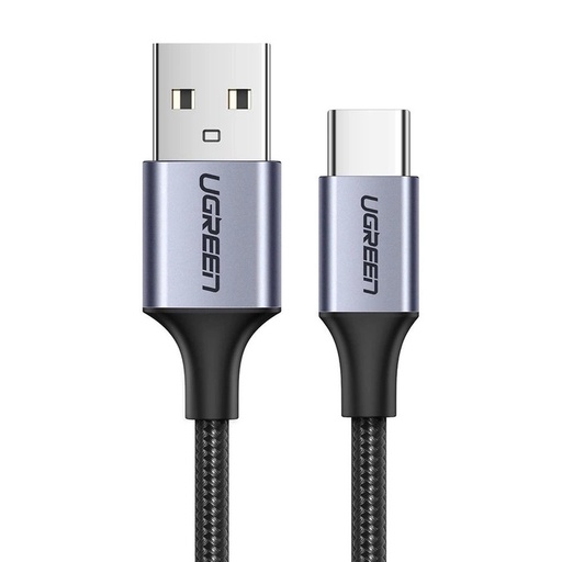 [82850] UGREEN USB-A 2.0 to USB-C Cable Nickel Plating Aluminum Braid 1m (Black)