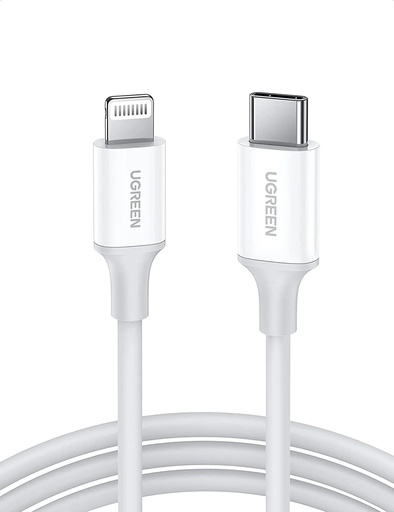 [82855] UGREEN USB-C to Lightning M/M Cable Rubber Shell 2m (White)