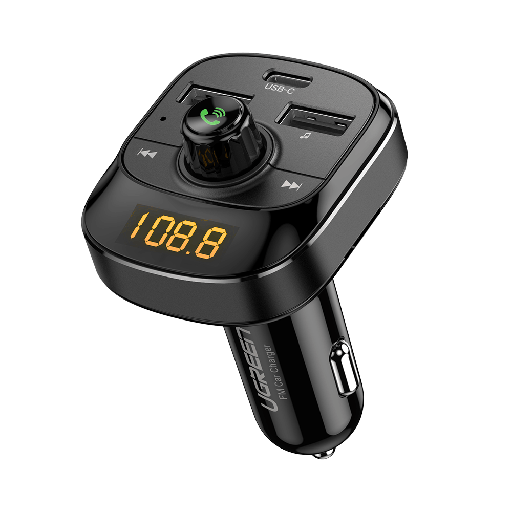 [82863] UGREEN Bluetooth Car Charger (5.0+PD+QC3.0+USB Flash Drive+TF) (Black)