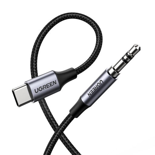 [82896] UGREEN Round USB-C Audio Cable 3.5mm M/M Aluminum Shell 1m (Deep Gray)