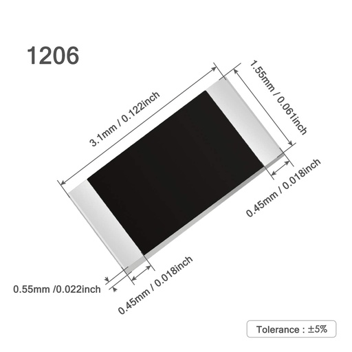 [83019] 1206 SMD Resistor 15 ohm chip resistor 0.25W 1/4W
