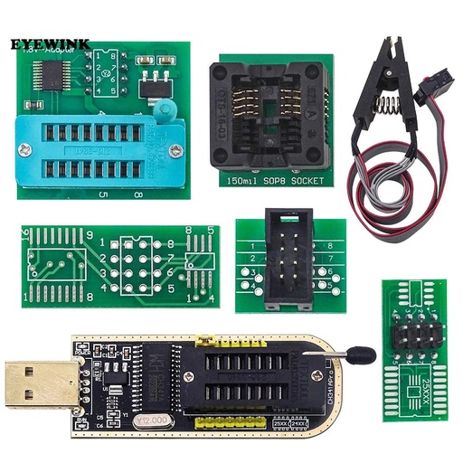 [83043] CH341A 24/25 Series EEPROM Flash BIOS USB Programmer Module With SOIC8 Flash Chip IC Test Clip Socket Adapter