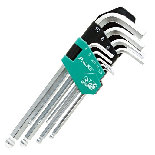[83440] 9PCS Extra Long Arm Ball PointHex Key Set(1.5,2,2.5,3,4,5,6,8,10mm)