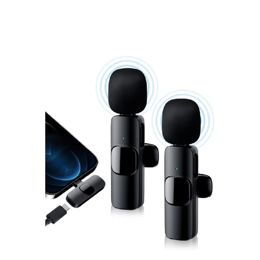 Wireless Lavalier Microphone for Type-C Phone, Plug-Play Wireless Mic with 2 Microphone for USB-C Android Phone Video Recording, Interview, Vlog, Auto Sync and Noise Reduction