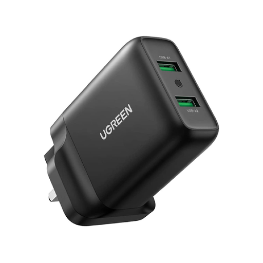 [83686] UGREEN 36W 2 Port USB Fast Charger UK (Black)