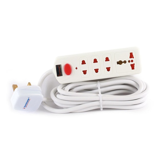 [83753] Terminator 4 Way Universal Power Extension Socket 3M Cable