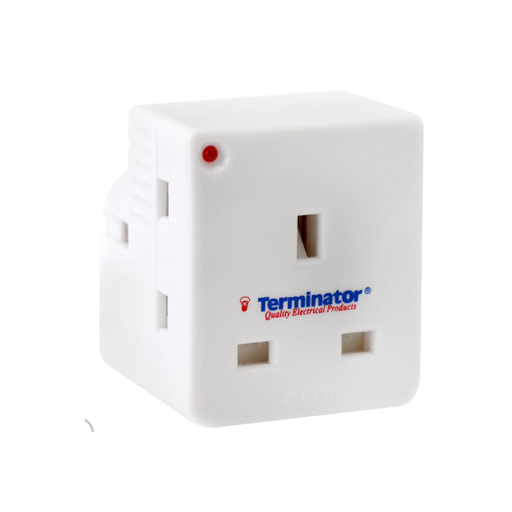 [83757] Terminator 3 Way UK Socket Multi Adaptor With Indicator 13A Fuse