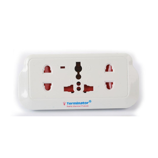 [83758] Terminator 3 Way Universal T Socket With One 3 Pin And Two 2 Pin Sockets 3 Pin Flat Plug