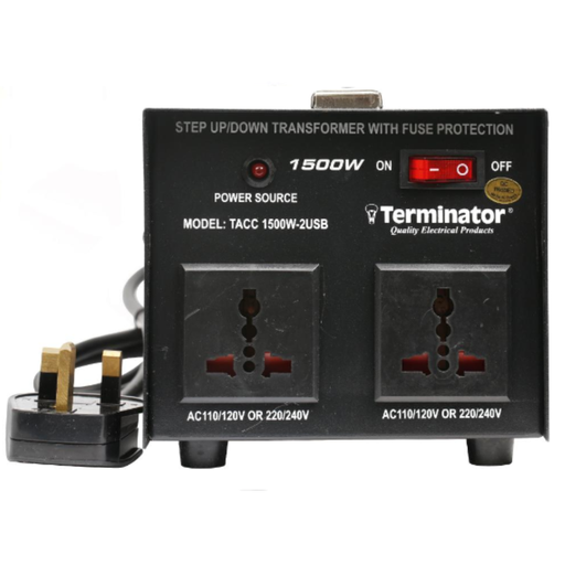 [83781] Terminator Ac/Ac Voltage Converter 1500W with 2USB
