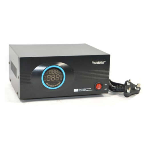 "Terminator Digital Dual Display Relay Type Voltage Regulator (Voltage Range 105 to 270 V) 1000 W
"