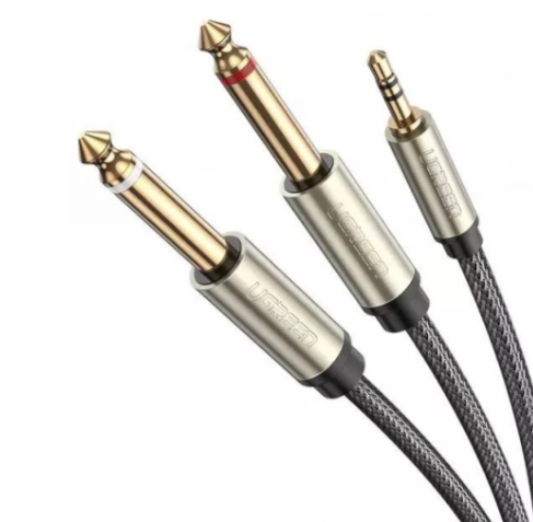 [83824] UGREEN 3.5mm TRS to Dual 6.35mm TS Audio Cable 2m (Gray)
