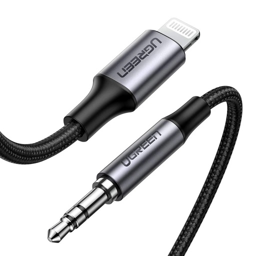 [83836] UGREEN Lightning to 3.5mm Aux Cable Aluminum Shell with Braided 1m (Black)