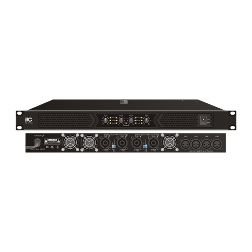 [83920] ITC 4 Channel Class D Professional Stereo Amplifier, Stereo 8Ω: 4x500W; 4Ω: 4x800W; 2Ω: 4x1300W; Bridge 16Ω: 2x1000W; 8Ω: 2x1600W; 4Ω: 2x2600W