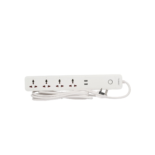 [84304] 4 Way Smart Wifi Universal Power Extension Socket With 2USB 3A, Master Switch, Single Indicator and 3M Cable