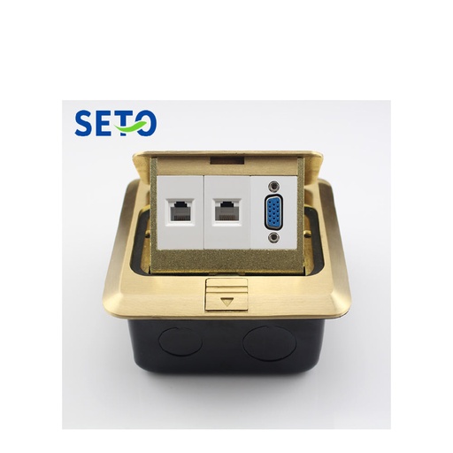 [84349] Pop Up Type Floor Socket, Power Socket UK Type + 2 Network Lan RJ45 Cat6 cat3 with keystone