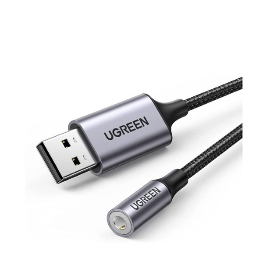 [84387] UGREEN USB 2.0 to 3.5mm Audio Adapter Aluminum Alloy 25cm (Dark Gray)