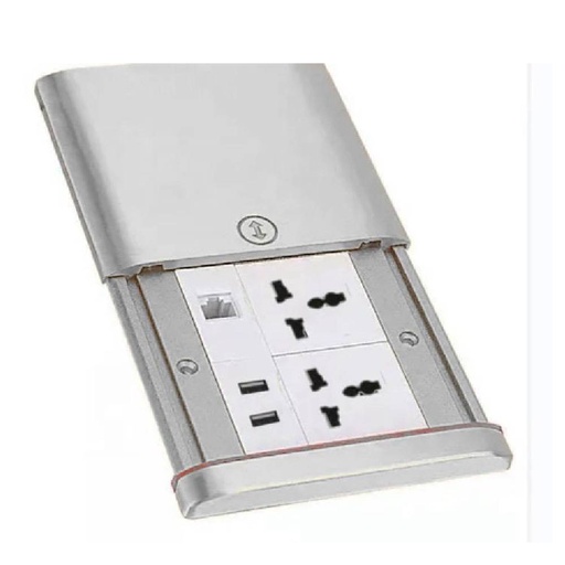 [84557] Floor Socket with 2-power socket, USB Charger and RJ46