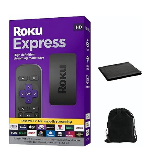 [84658] Roku Express (New) I HD Roku Streaming Device with Simple Remote (no TV controls), Free & Live TV