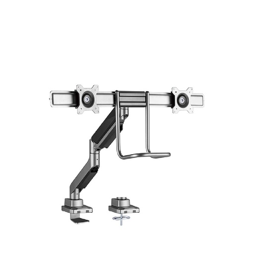[84763] Dual Screen Heavy Duty Desk Mount Gas Spring Monitor arm With Handle – 17”-32” ,9kg