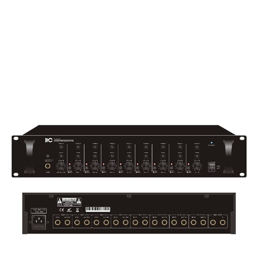 [85178] ITC 8 channel pre-amplifier, 8 line input with separate volume control, bass & treble control, 8 unbalanced line output
