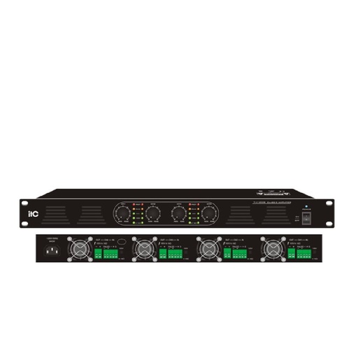 ITC 4 Channel Class-D Amp, 4×350W, 100V/4Ω,1U height, with volume control