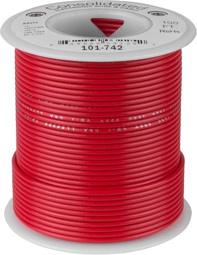 [85197] 22 AWG Electrical Hook-up Wire 300V 400m Reel - Red