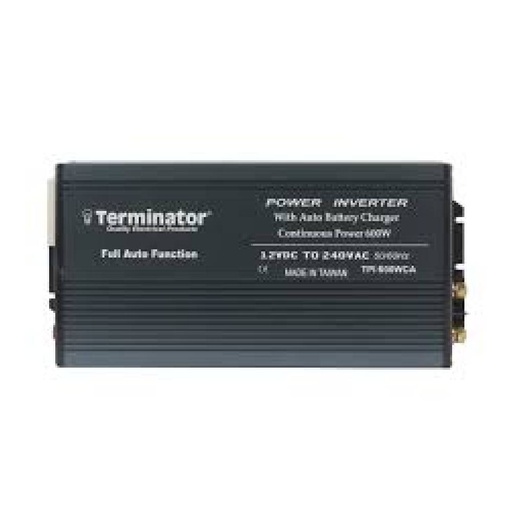 Terminator Power Inverter With Charger & Full Auto Function 600W -12V-240V