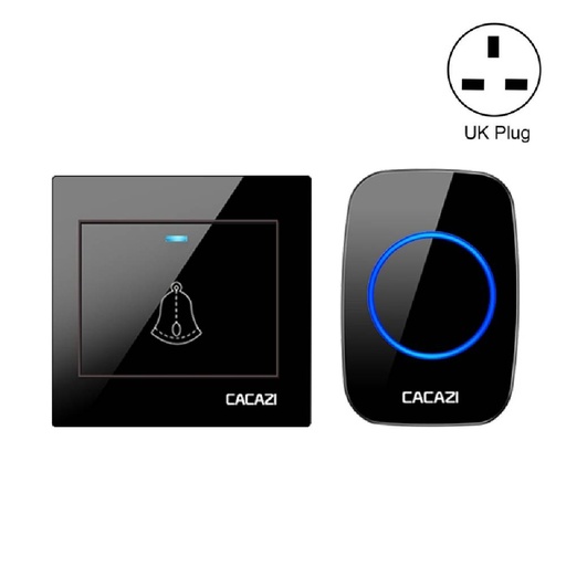 [85425] CACAZI Wireless Doorbell Waterproof 100-240V Waterproof Remote Led Light Home 1 Button & 1 Receiver