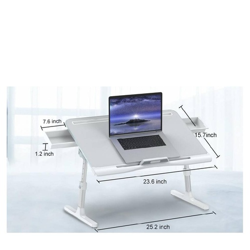 [85456] Multifunctional Adjustable Laptop Tray HDF Desk With Drawstring Bag - 39.9cm x 59.9cm x 33cm (LxWxH)