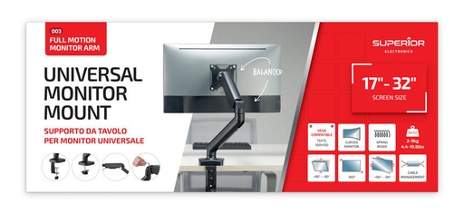 [85824] Superior 17‐32 Universal Single Monitor Mount PRO