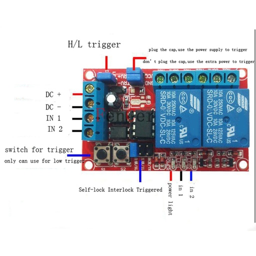 [85840] 12V Self-Lock Interlock 2-in-1 2 Channel Relay Module
