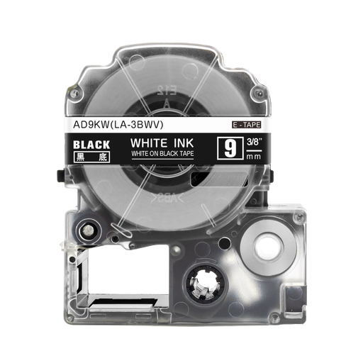 [86132] Epson Compatible Standard Label Tape (White on Black) 9mm x 8m