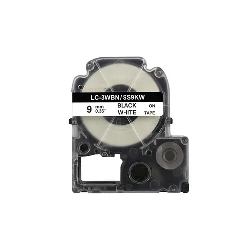 [86133] Epson Compatible Standard Label Tape (Black on White) 9mm x 8m