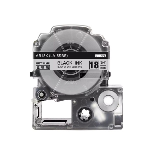 [86140] Epson Compatible Standard Label Tape (Black on MattSilver) 18mm x 8m