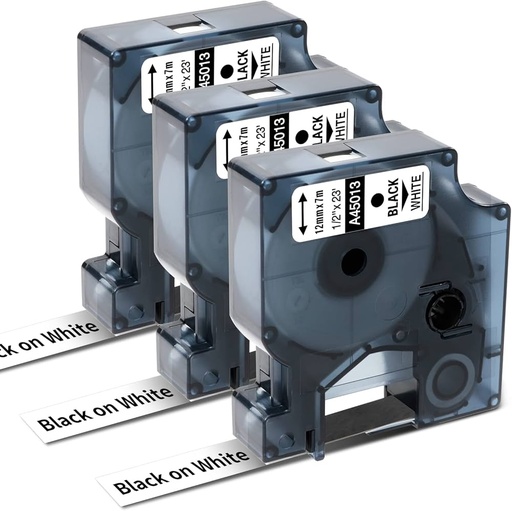 [86149] DYMO D1 Standard Label Tape (Black on White) 12mm x 7m