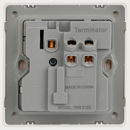 [86158] Terminator Wall Plate with One Universal Socket & One 2RP Socket with Switch and Indicators