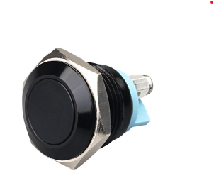 [86259] Push Button Metal 16MM 2 Pin Screw Terminal Black Color