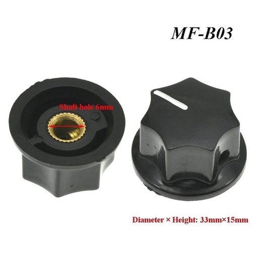 Bakelite Knob with 6.35mm Shaft Hole Diameter 33.5mm