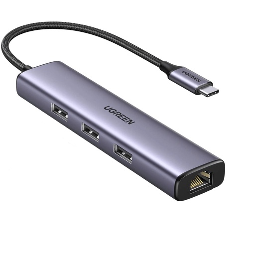 [86315] UGREEN USB-C to 3×USB3.0 Hub+RJ45 (1000M) Ethernet Adapter