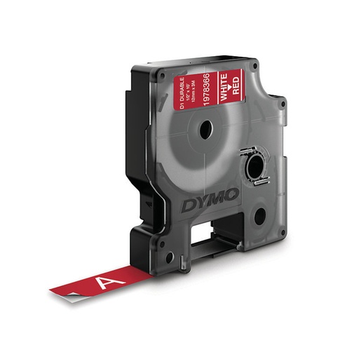 [86609] DYMO D1 Standard Labels - White Text on Red Label 5" - 12mm