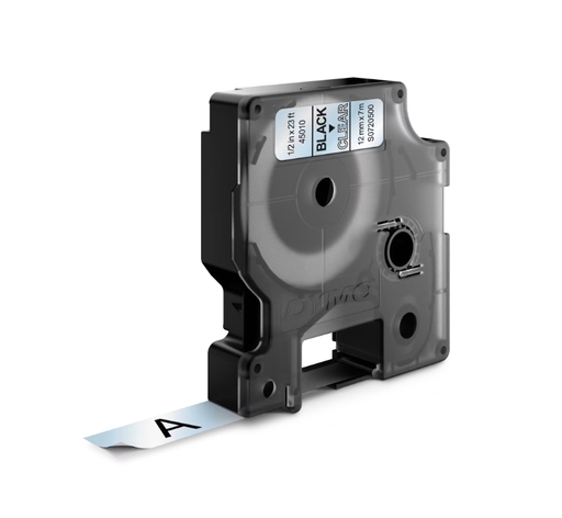 [86655] DYMO D1 Standard Labels - Black Text on Clear Label 5" - 12mm