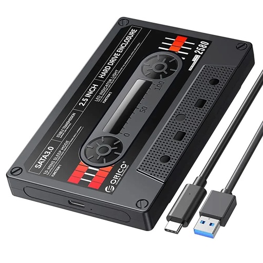 [86808] ORICO Retro Series 2.5'' External Hard Drive Enclosure USB3.0/Type-C to SATA- Black